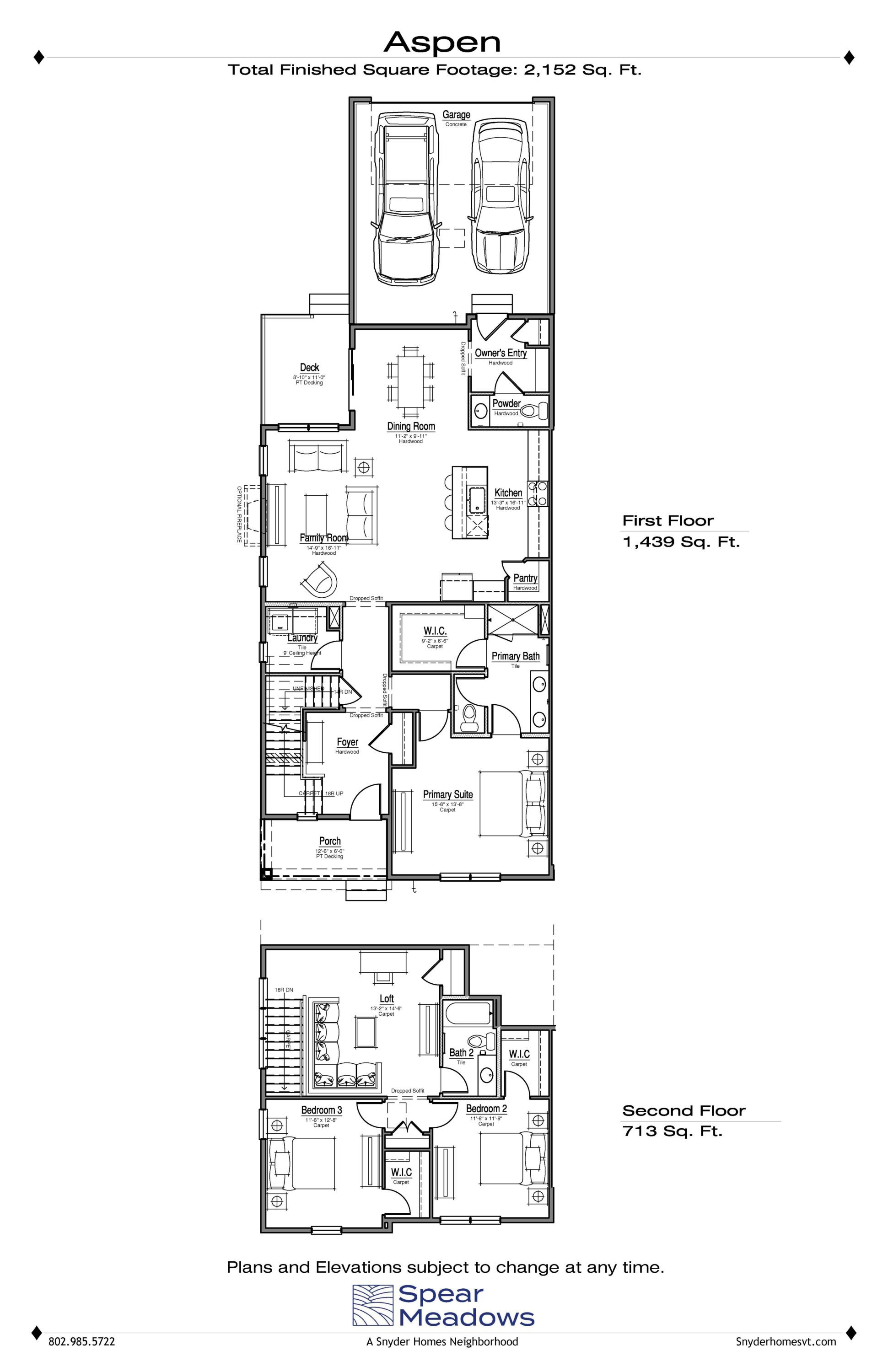 Floor plan of a two-story home with 2-car garage, 3 bedrooms, and labeled living areas.